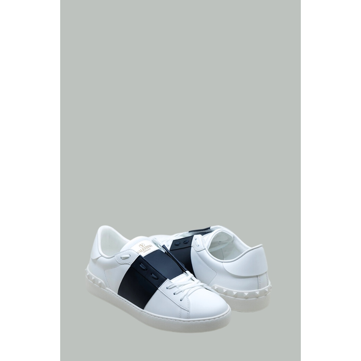 Baskets Open en cuir - Blanc / Bleu Marine - VALENTINO