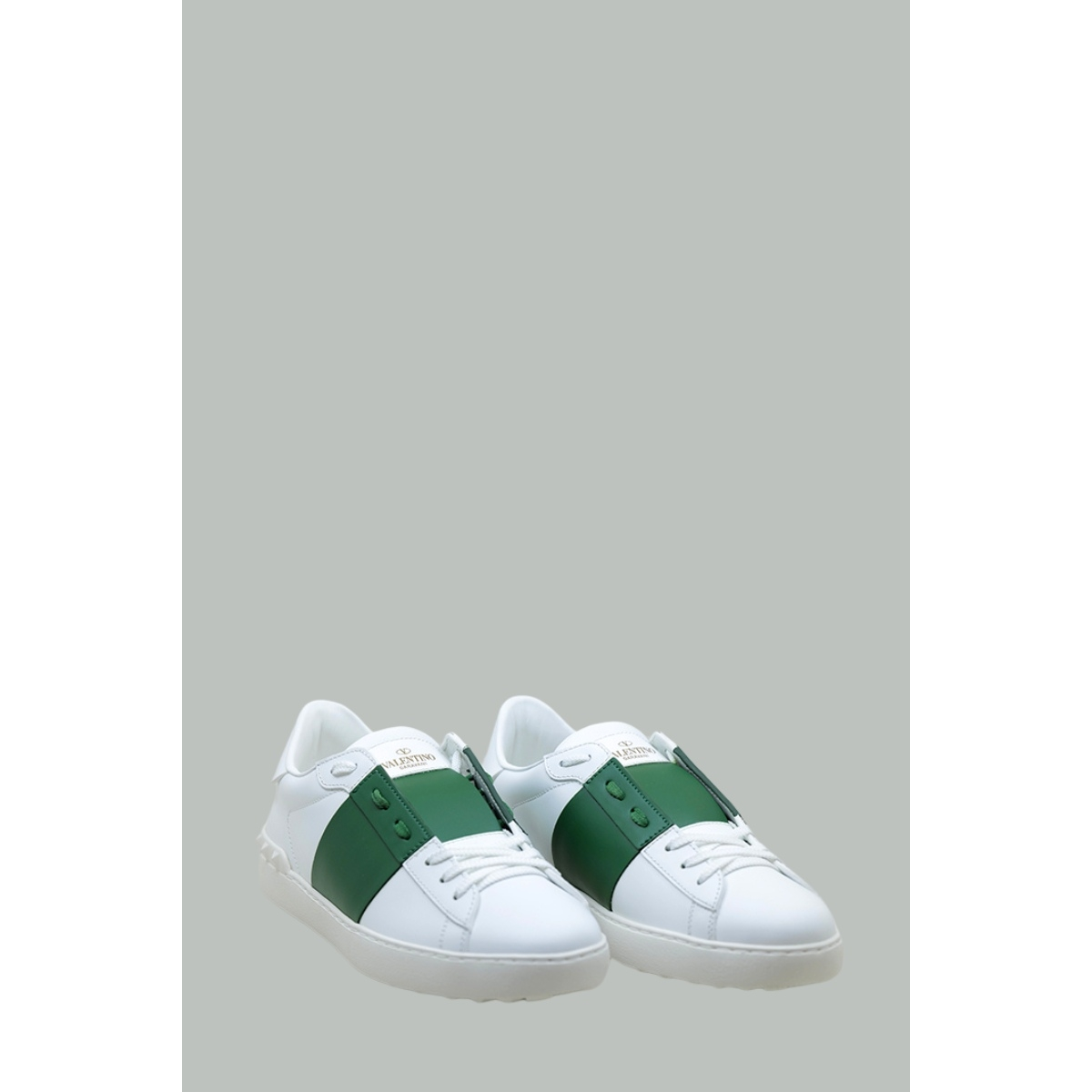 Baskets Open en cuir - Blanc / Vert - VALENTINO