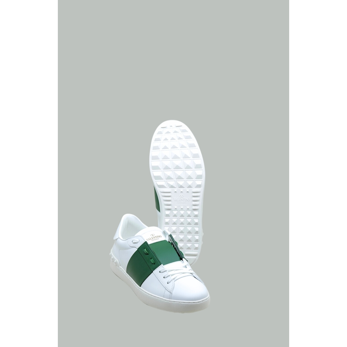 Baskets Open en cuir - Blanc / Vert - VALENTINO