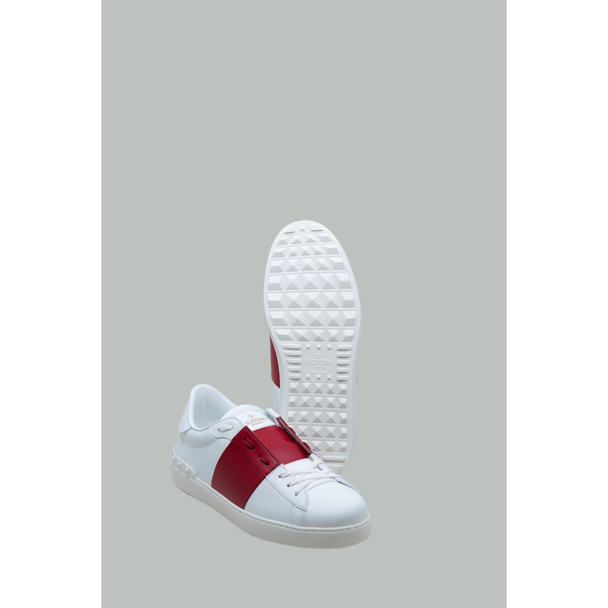 Baskets Open en cuir - Blanc / Rouge - VALENTINO