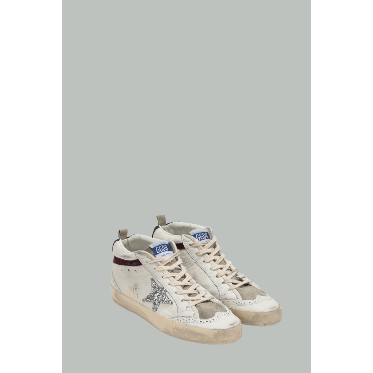 Baskets Mid Star Femme - Blanc / Argent / Bordeaux / Bleu marine - GOLDEN GOOSE