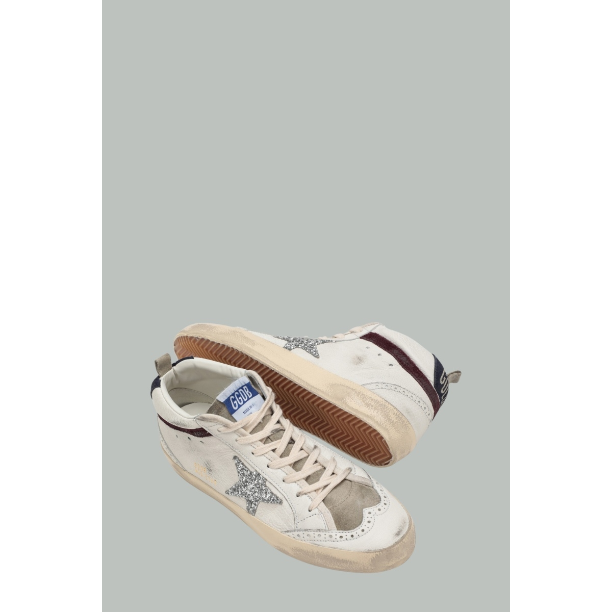 Baskets Mid Star Femme - Blanc / Argent / Bordeaux / Bleu marine - GOLDEN GOOSE