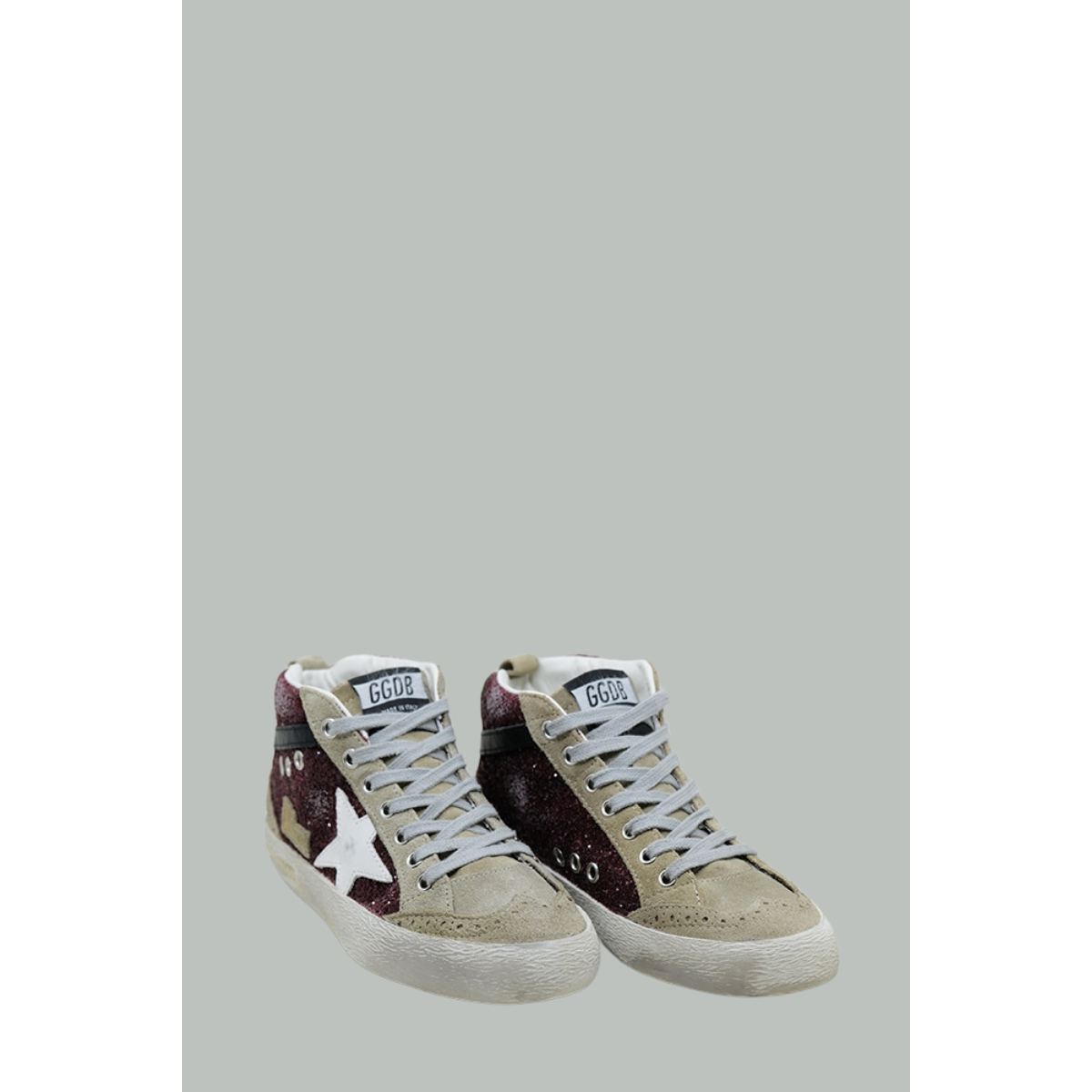 Baskets Mid Star Femme - Bordeaux / Gris / Blanc - GOLDEN GOOSE