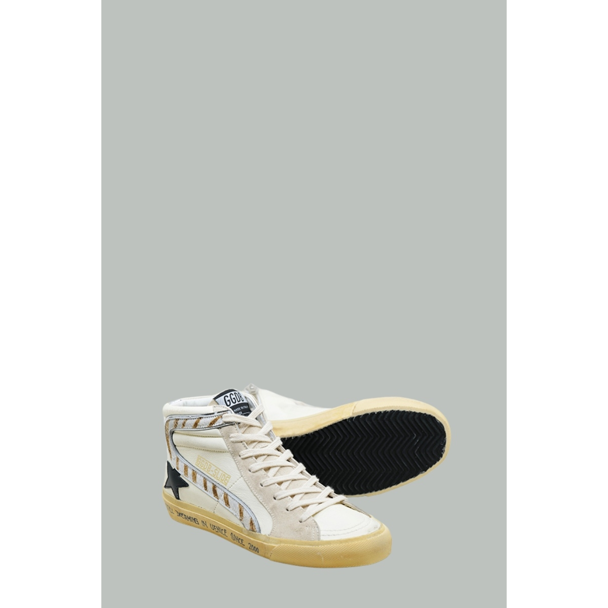 Baskets Slide Femme - Beige / Zebré - GOLDEN GOOSE