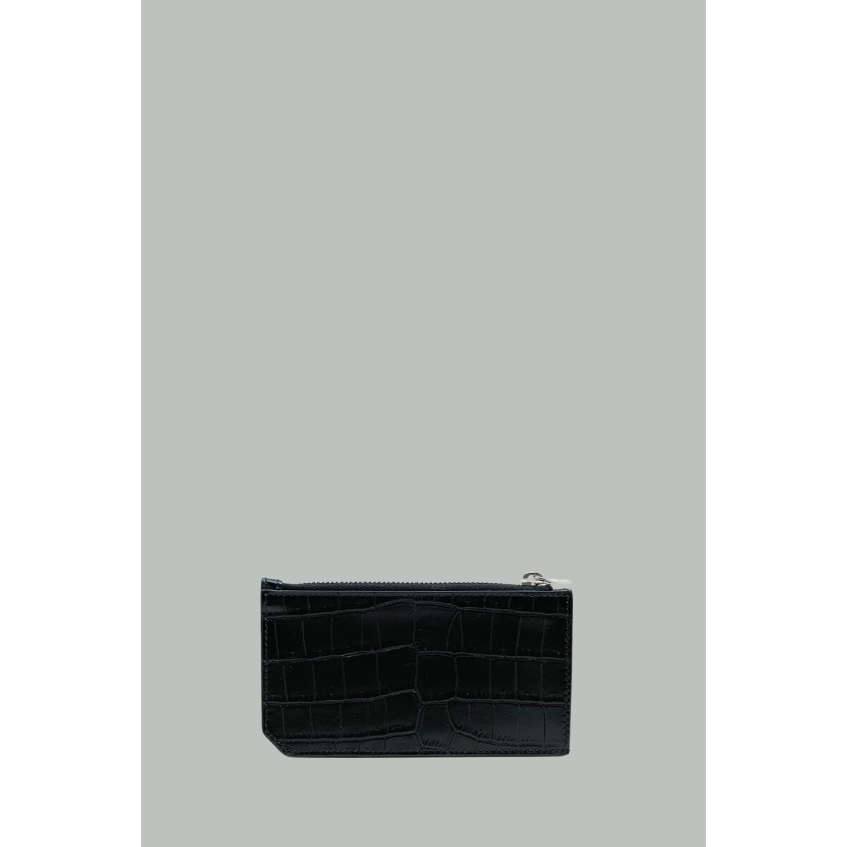 Porte-cartes zippé effet crocodile - Noir - SAINT LAURENT