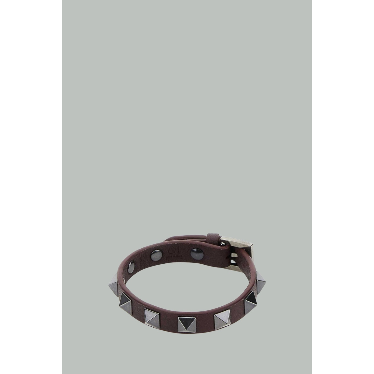 Bracelet Rockstud en cuir - Marron / Noir - VALENTINO