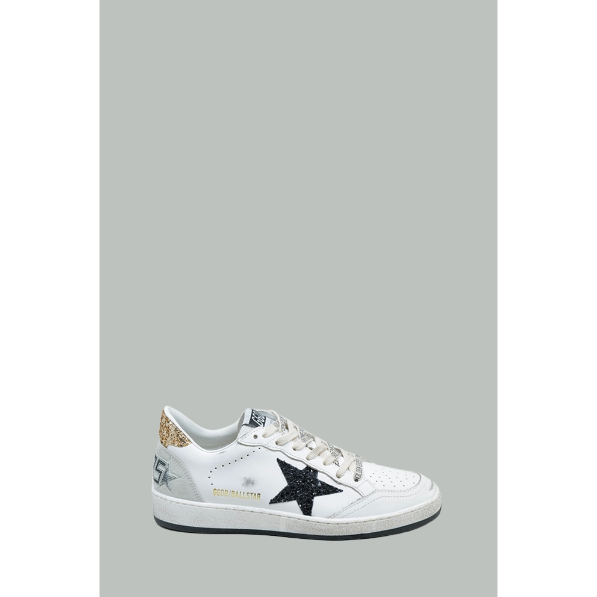 Baskets Ball Star Femme - Blanc / Noir Pailletté / Or - GOLDEN GOOSE