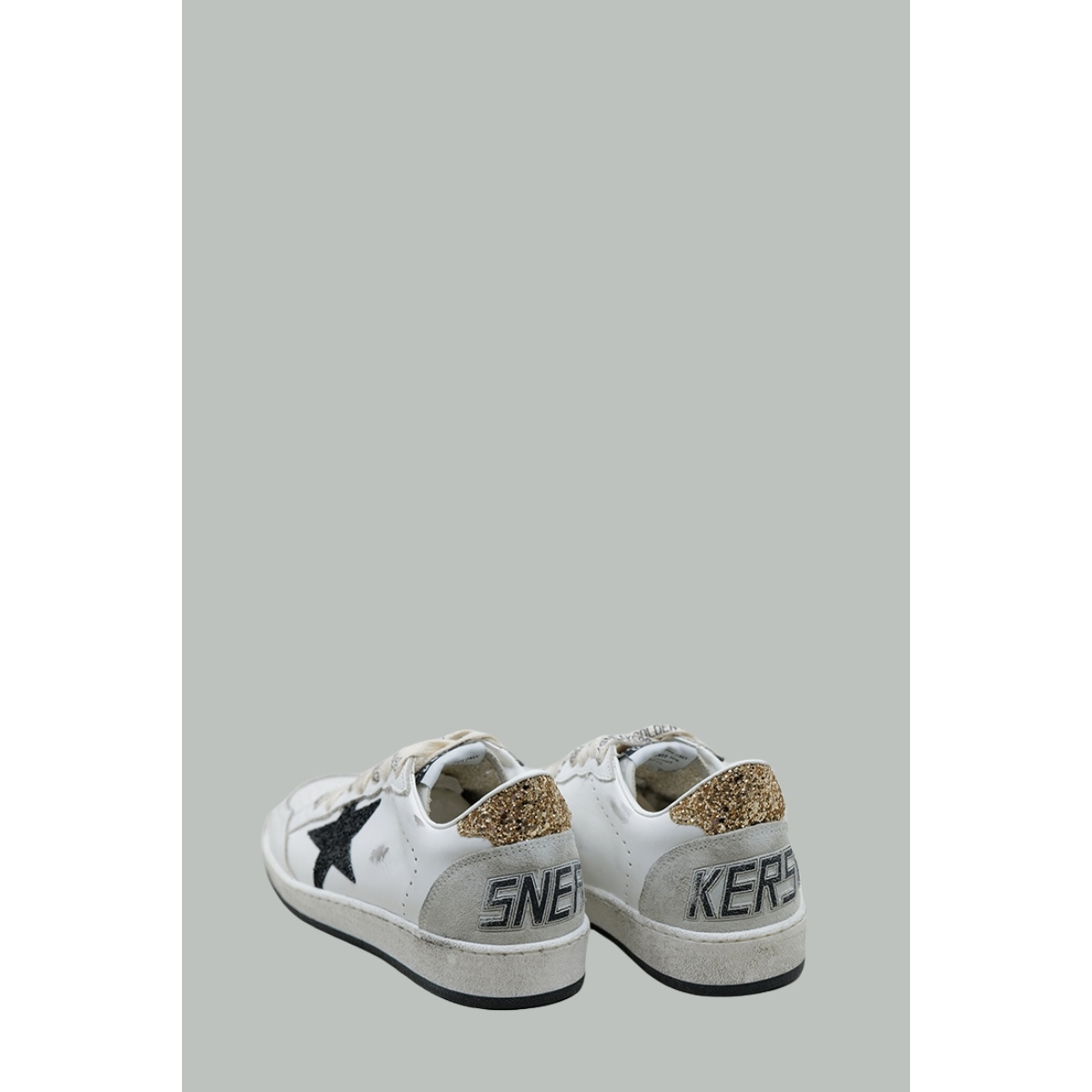 Baskets Ball Star Femme - Blanc / Noir Pailletté / Or - GOLDEN GOOSE