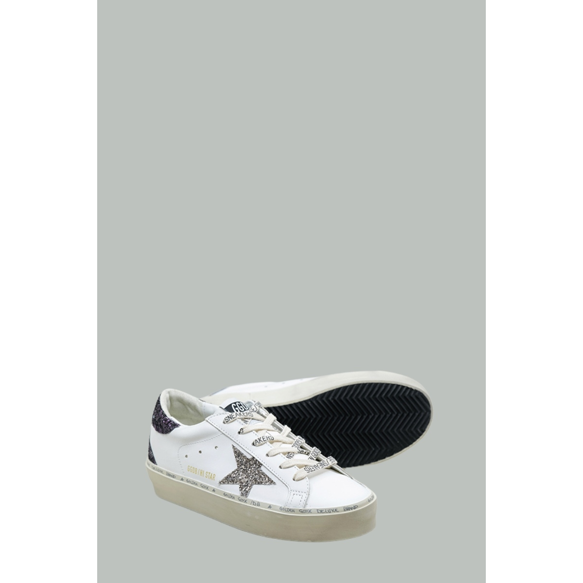 Baskets Hi Star Femme - Blanc / Argent / Violet - GOLDEN GOOSE