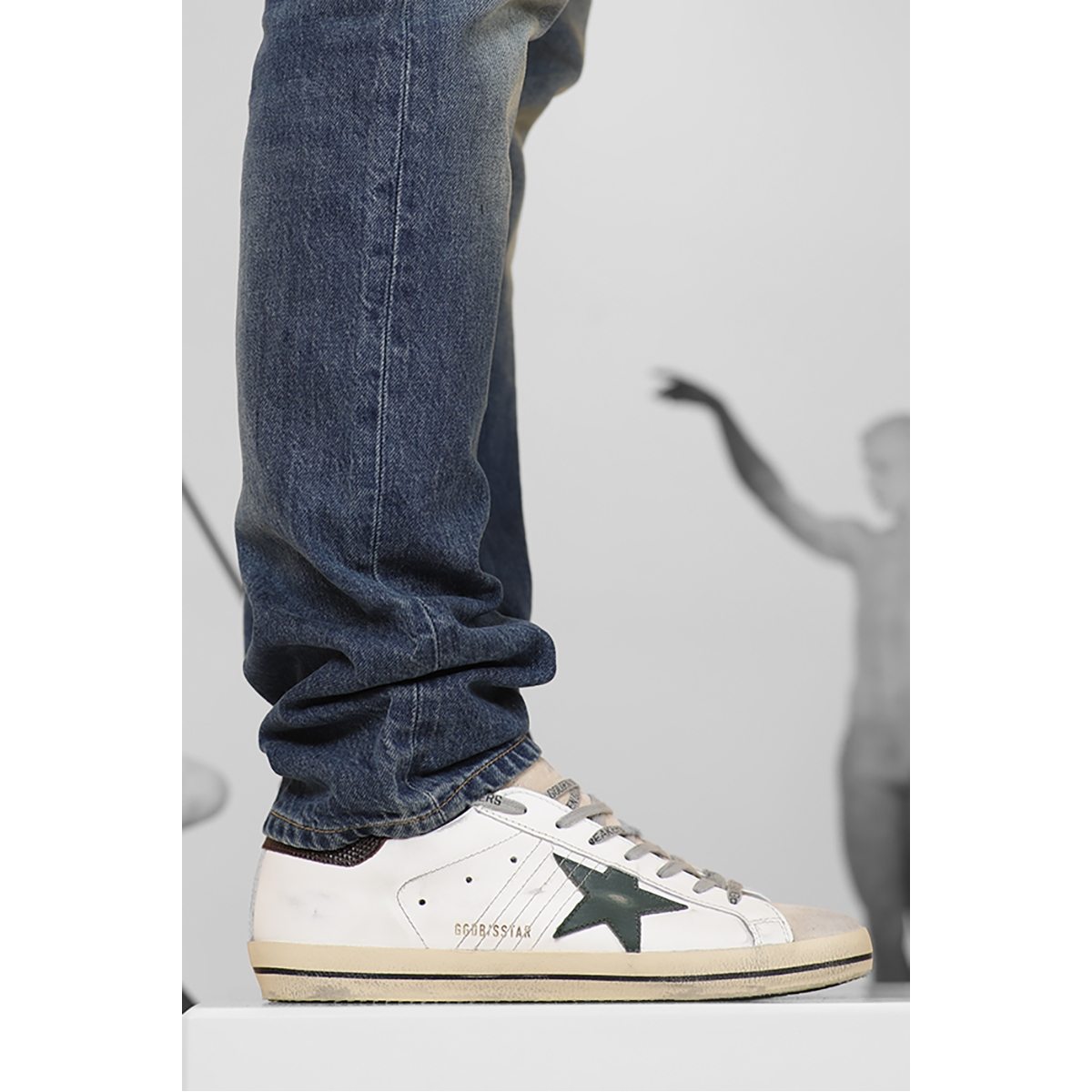 Baskets Super-Star Homme - Blanc / Vert - GOLDEN GOOSE