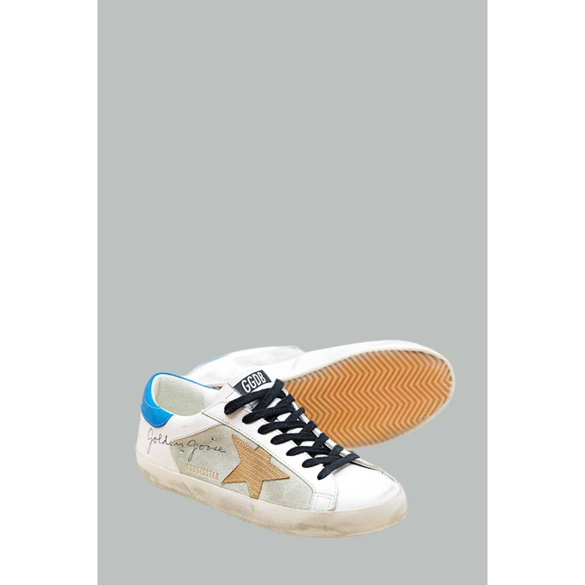 Baskets Super-Star Homme - Blanc / Beige / Bleu - GOLDEN GOOSE