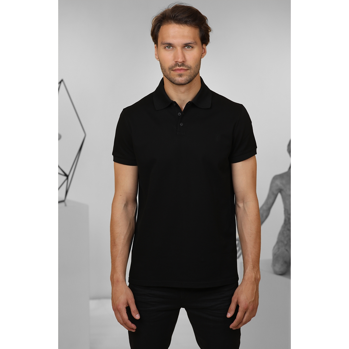 Polo Cassandre en Piqué de Coton - Noir - SAINT LAURENT