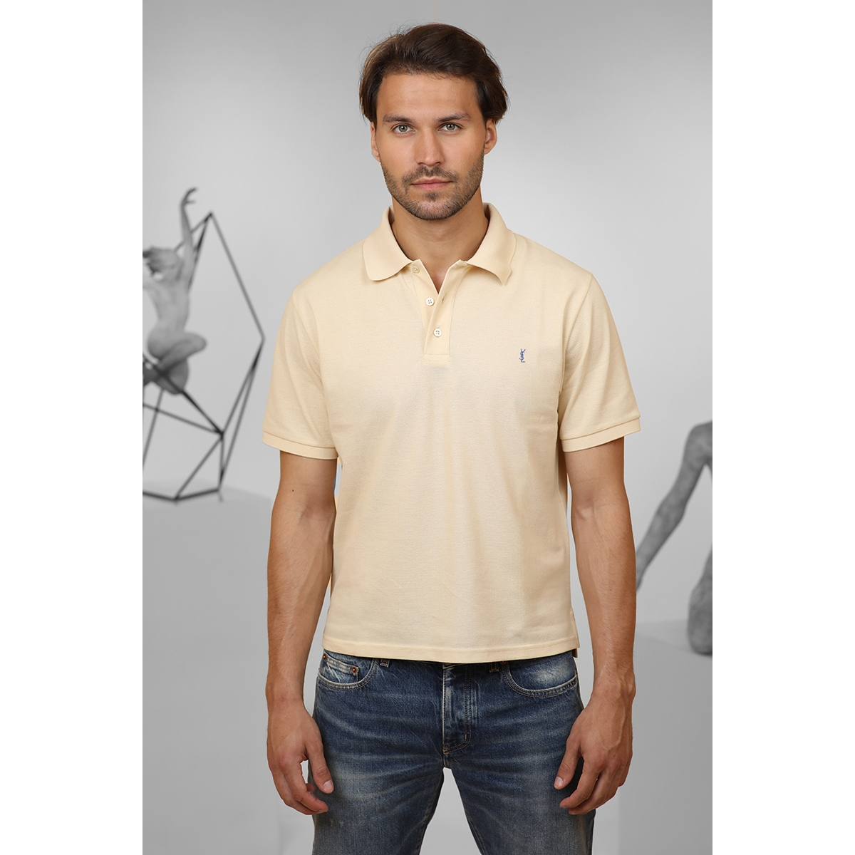 Polo Cassandre en Piqué de Coton - Jaune pale - SAINT LAURENT