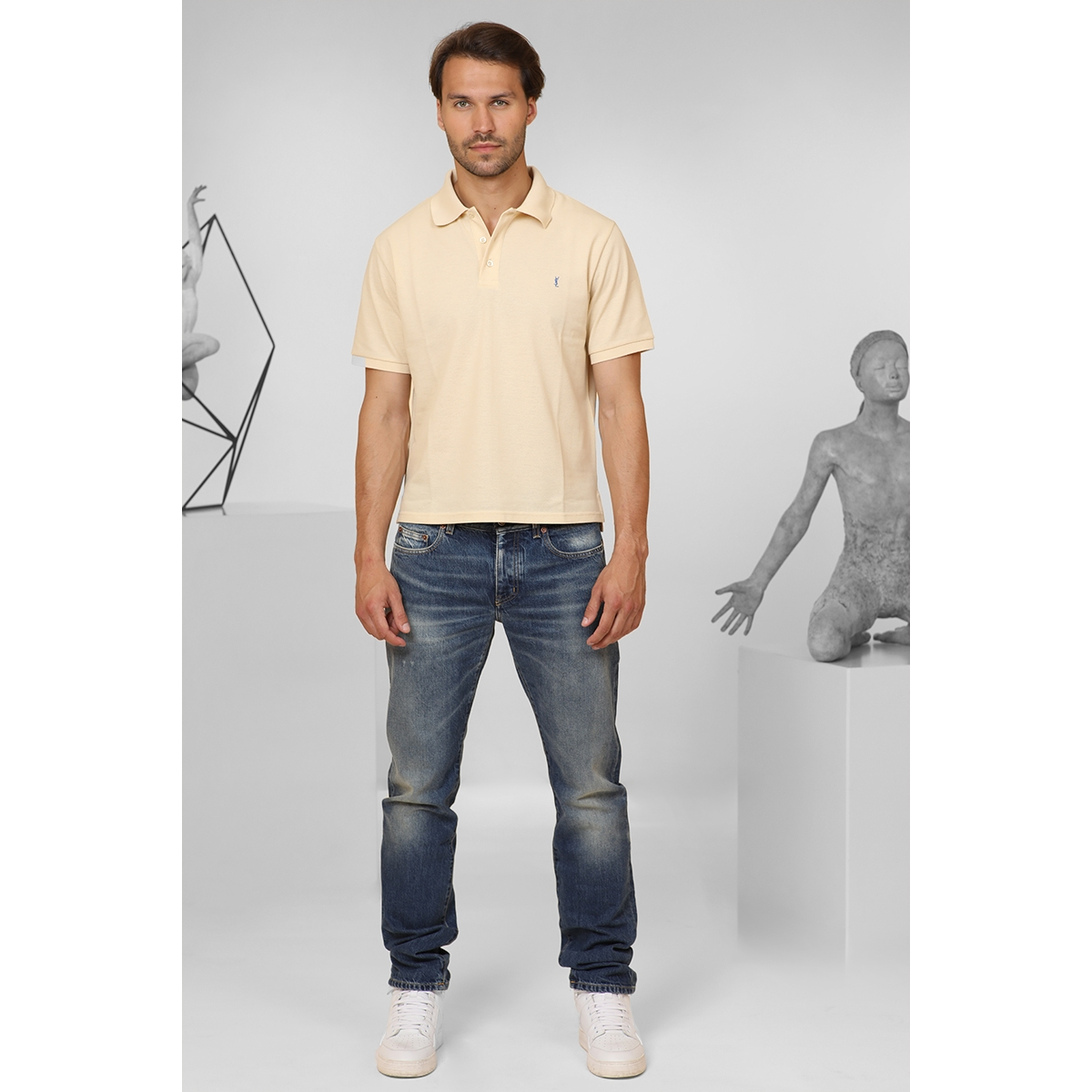 Polo Cassandre en Piqué de Coton - Jaune pale - SAINT LAURENT