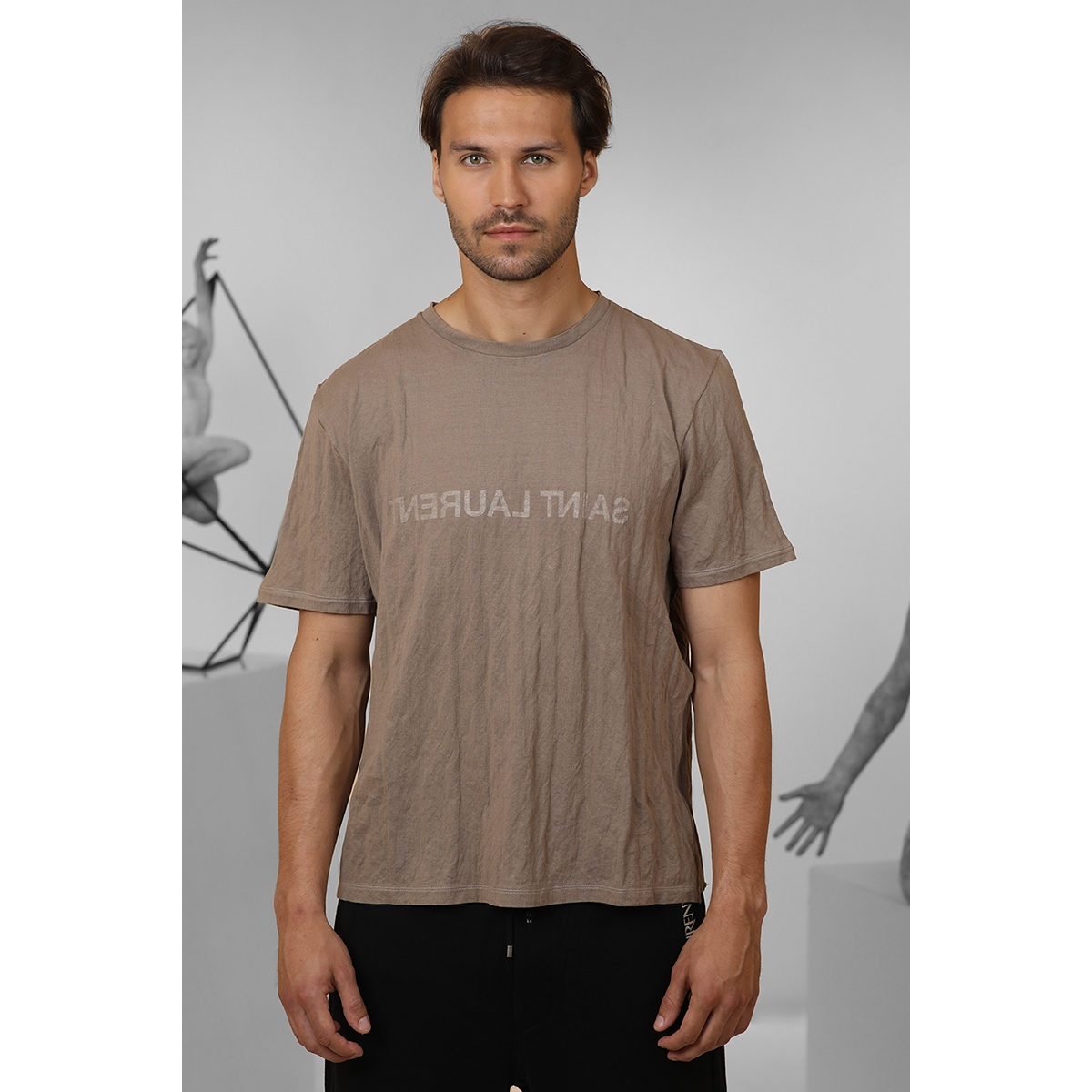 T-Shirt "Saint Laurent Reversed" - Taupe - SAINT LAURENT