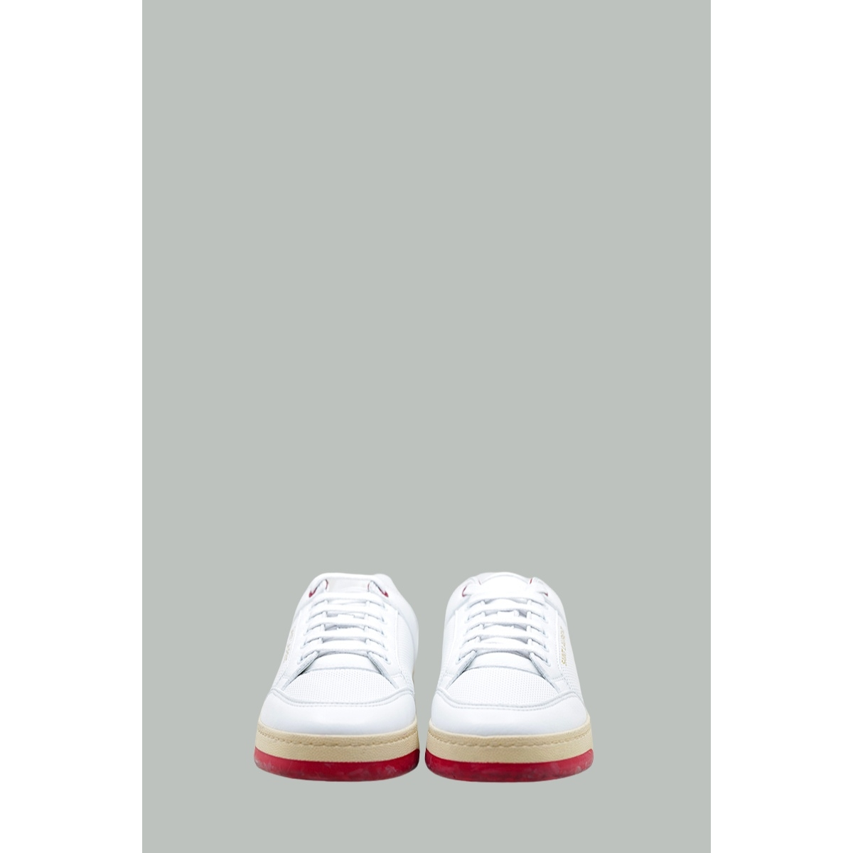 Baskets SL/61 en Cuir Perforé - Blanc / Rouge - SAINT LAURENT