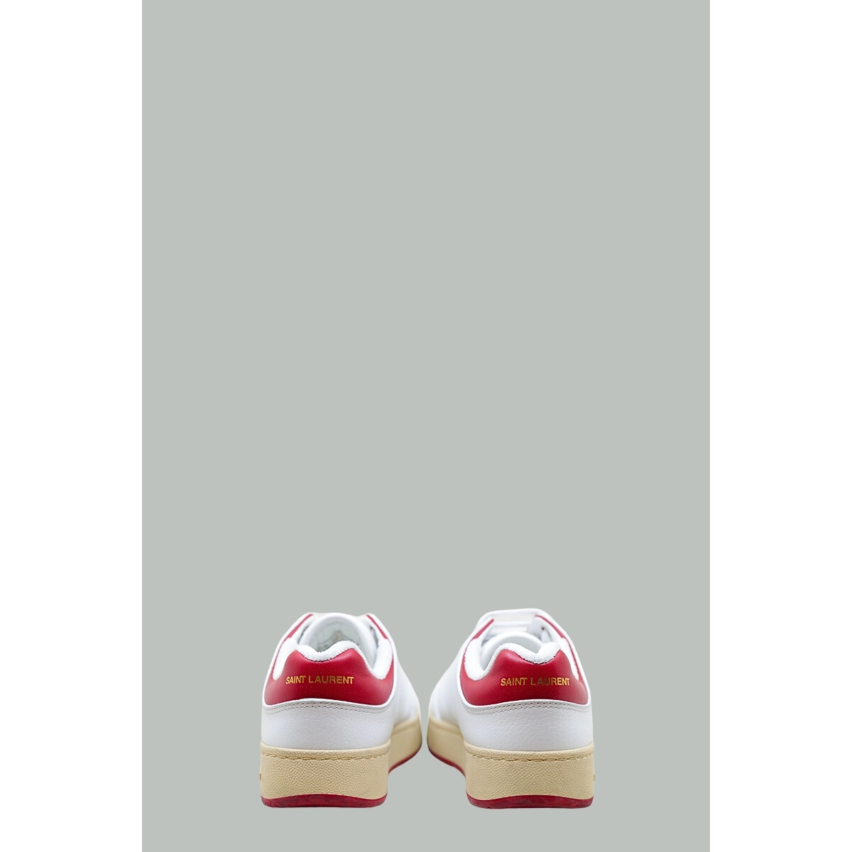 Baskets SL/61 en Cuir Perforé - Blanc / Rouge - SAINT LAURENT