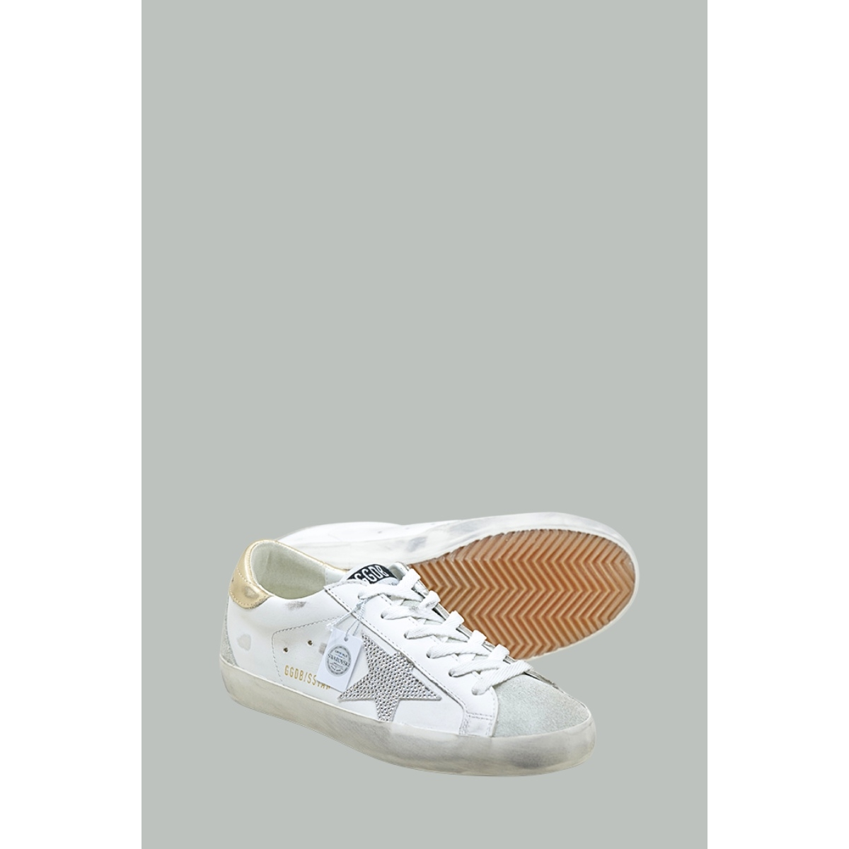 Baskets Super-Star avec cristaux Swarovski Femme - Blanc / Doré - GOLDEN GOOSE