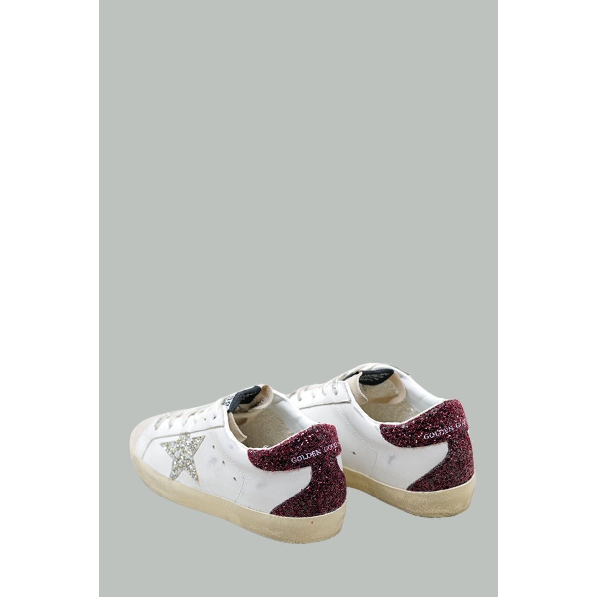 Baskets Super-Star Femme - Blanc / Argent / Bordeaux pailleté - GOLDEN GOOSE