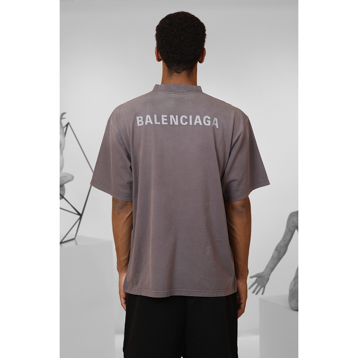 T-shirt Back brodé Fit médium - Violet / Gris - BALENCIAGA