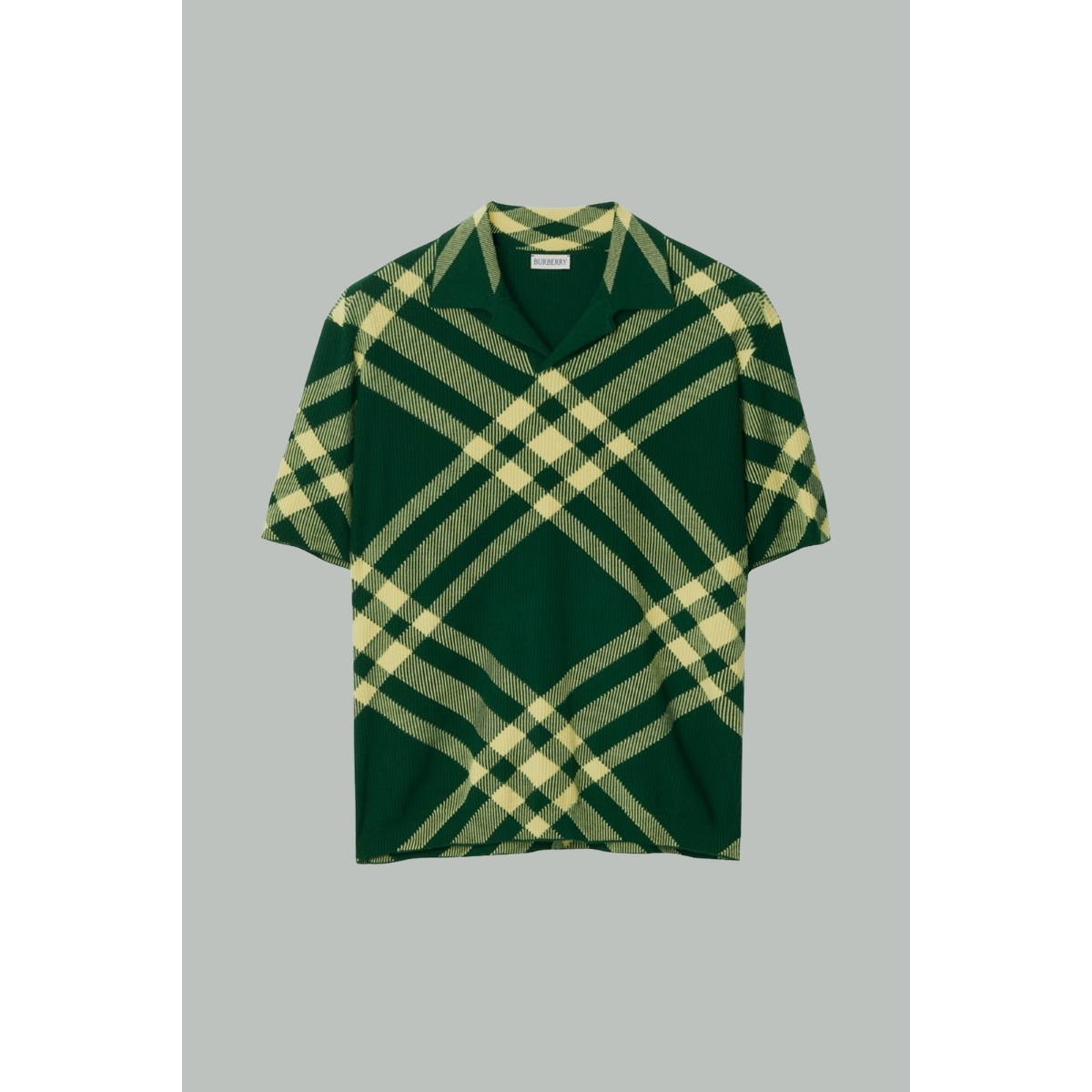 Polo Nervuré à Motif Vintage Check - Vert Lierre / Jaune Clair - BURBERRY