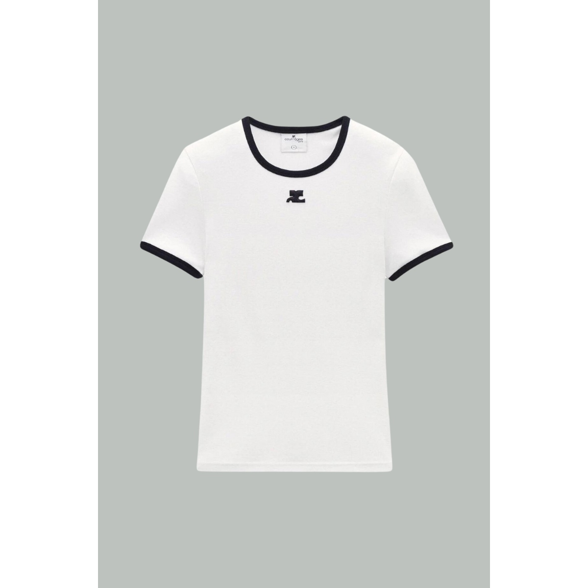 T-Shirt Contraste Signature - Blanc / Noir - COURRÈGES