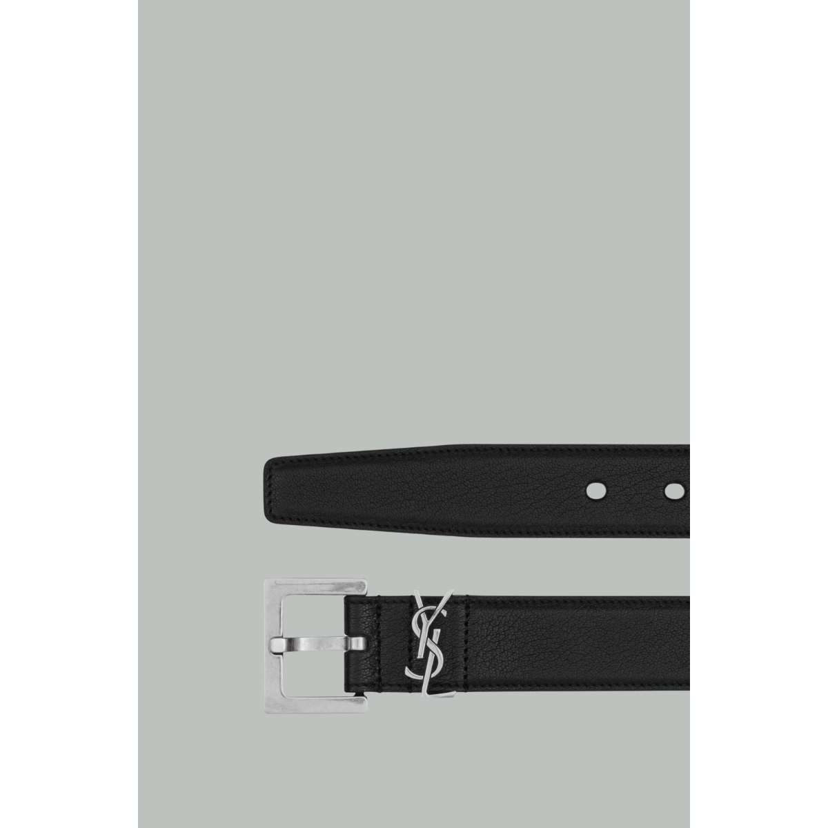 Ceinture Cassandre en cuir lisse - Noir / Argent - SAINT LAURENT