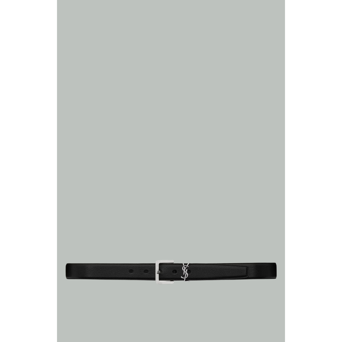 Ceinture Cassandre en cuir lisse - Noir / Argent - SAINT LAURENT