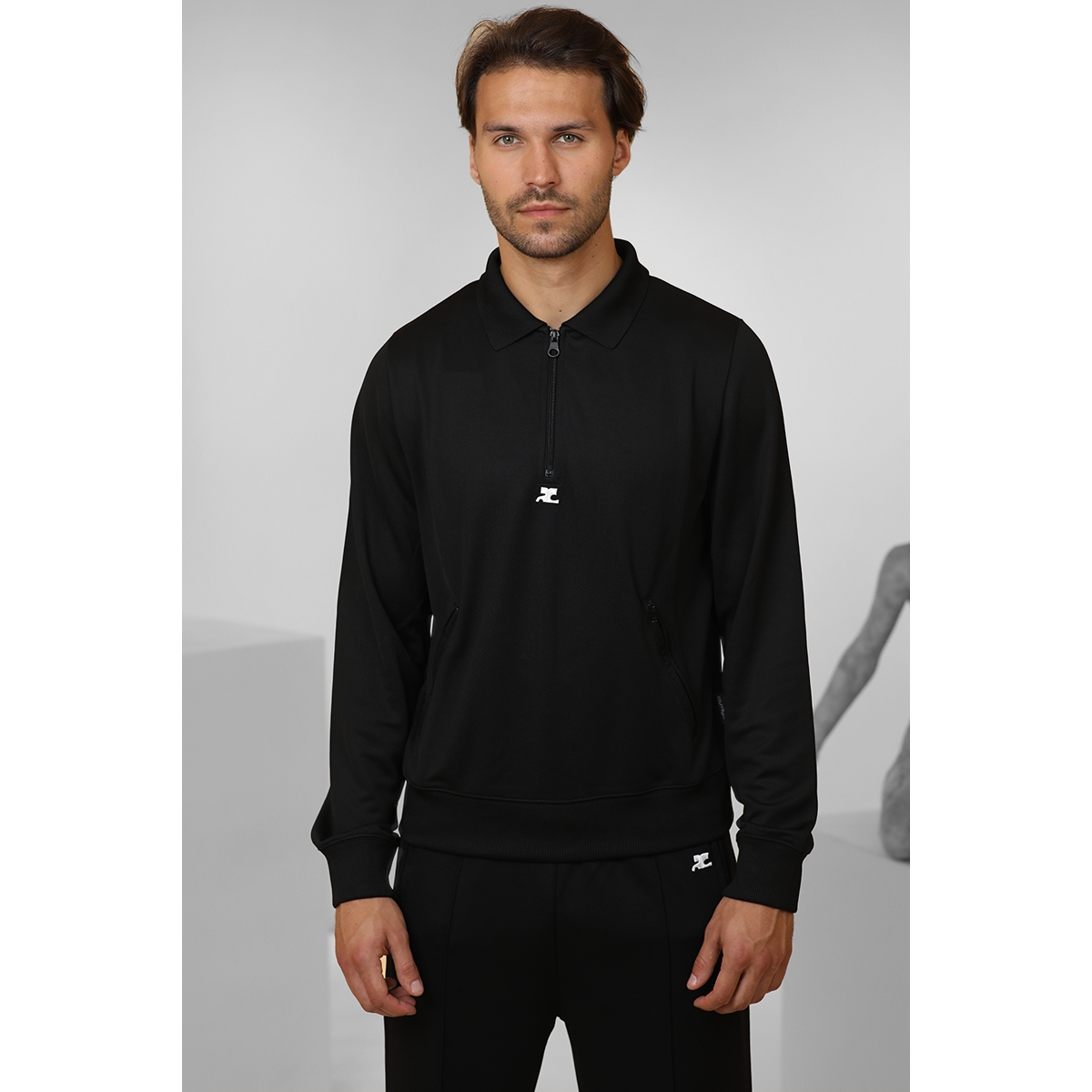 Pull Molletonné à Demi-Glissière - Noir - COURRÈGES