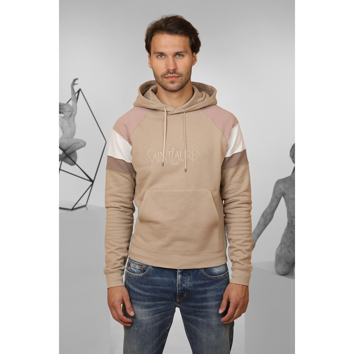 Hoodie brodé - Beige / Multicolore - SAINT LAURENT