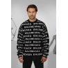 Pull Logo All-over en maille de laine - Noir / Blanc - BALENCIAGA