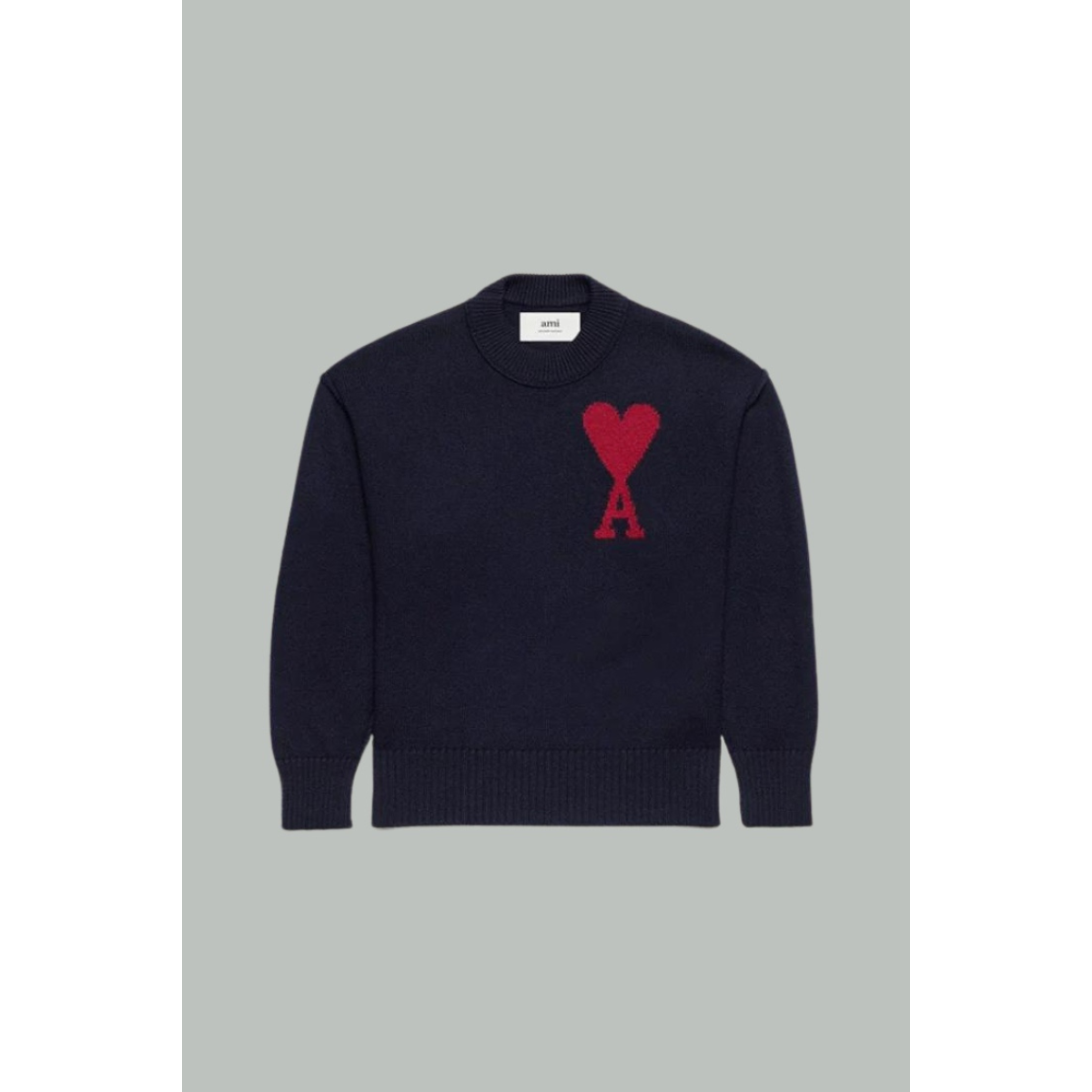 Pull Ami de Coeur Rouge - Bleu Marine - AMI PARIS