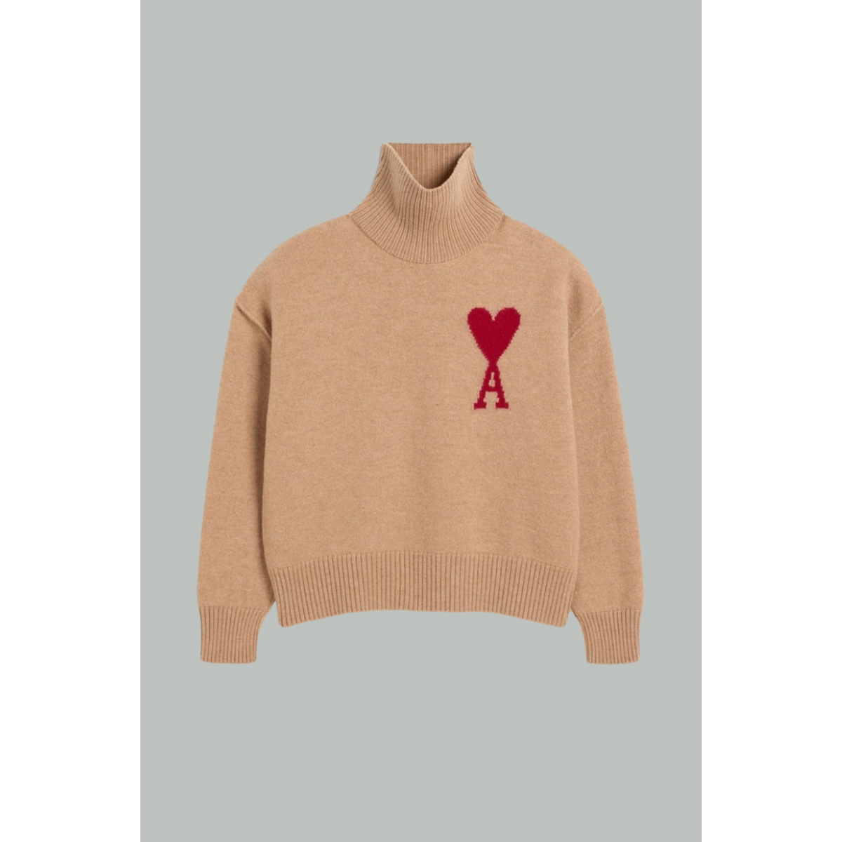 Pull Ami de Coeur Rouge - Camel - AMI PARIS