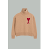 Pull Ami de Coeur Rouge - Camel - AMI PARIS