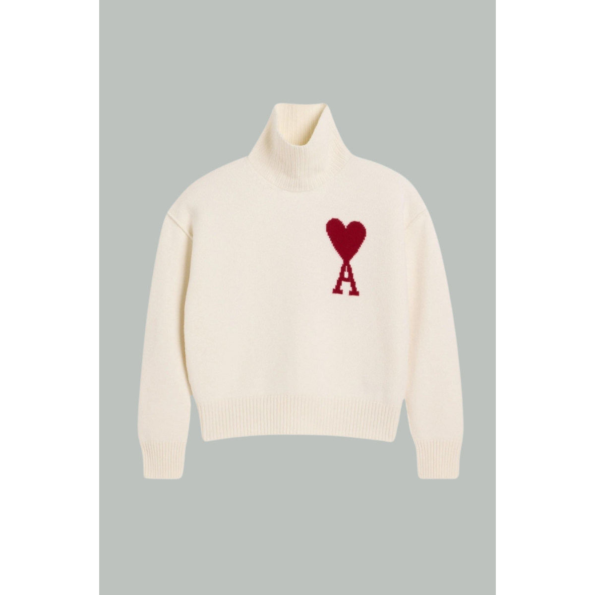 Pull Ami de Coeur Rouge - Blanc - AMI PARIS