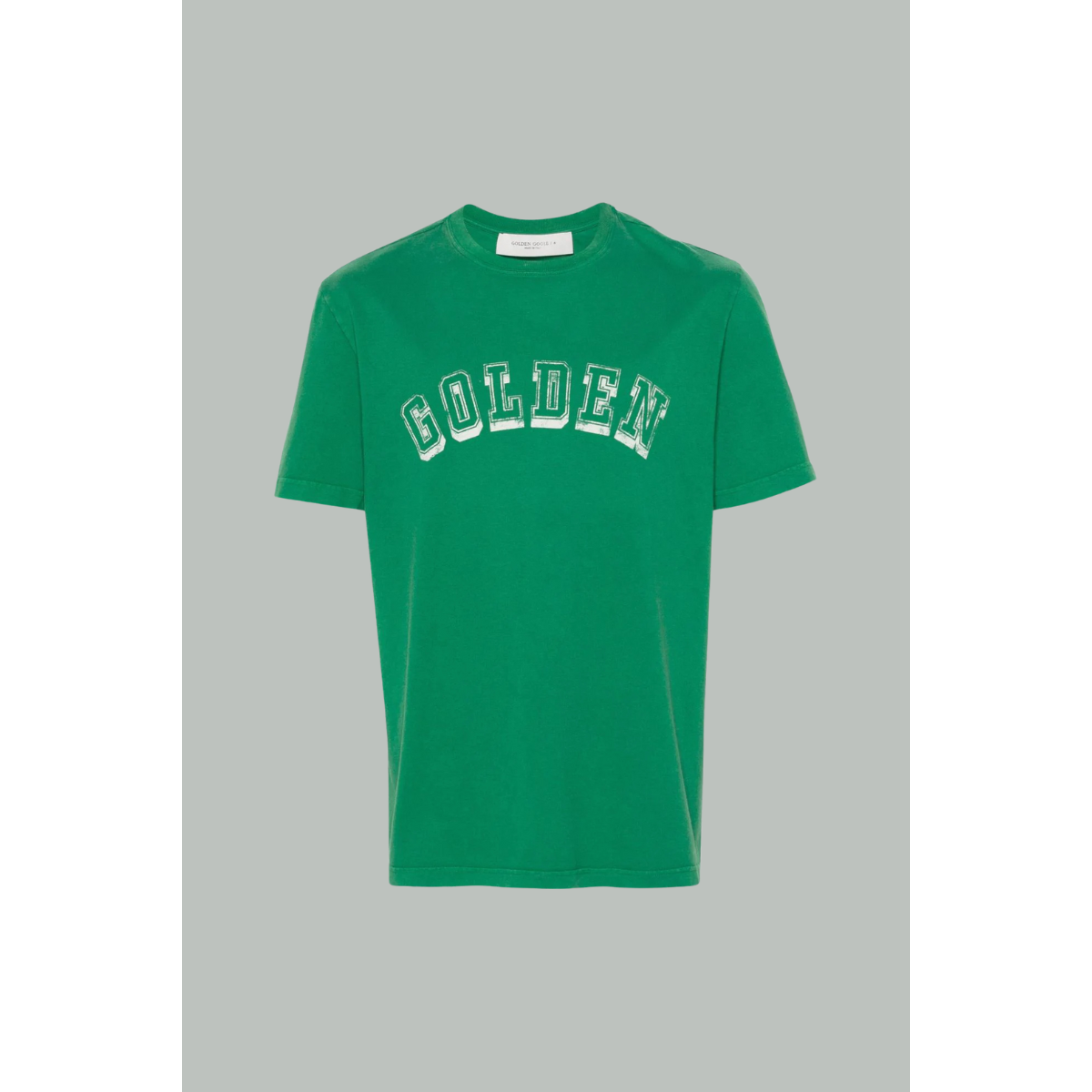 T-shirt en coton avec inscriptions - Vert / Blanc - GOLDEN GOOSE