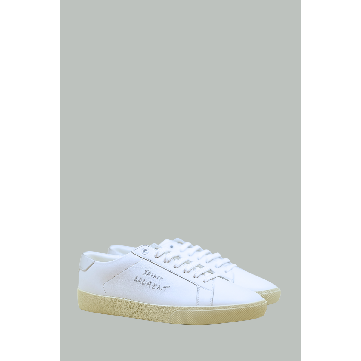 Baskets Court Classic SL/06 en Toile - Blanc / Argent - SAINT LAURENT