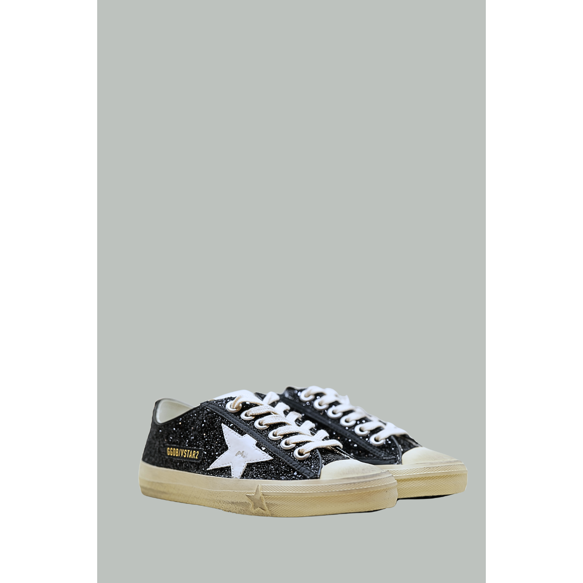 Baskets V-Star Femme - Noir Pailleté / Blanc - GOLDEN GOOSE