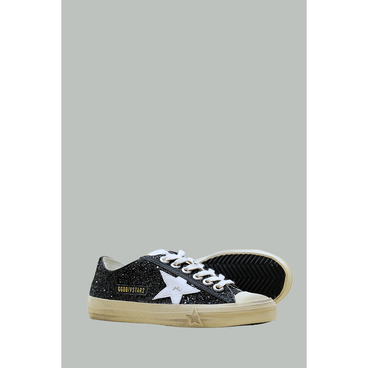 Baskets V-Star Femme - Noir Pailleté / Blanc - GOLDEN GOOSE