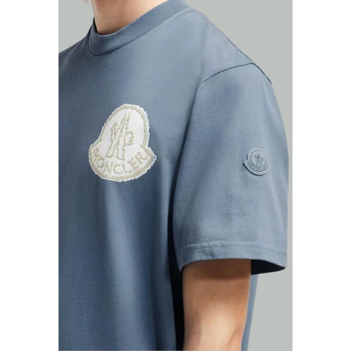 T-shirt Logo Pixel - Bleu Gris - MONCLER