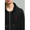 Hoodie Zippé AMI de coeur rouge- Noir - AMI PARIS