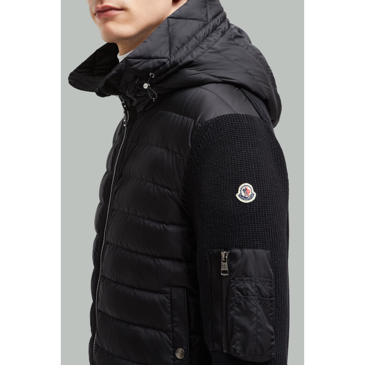 Cardigan Matelassé en Laine - Noir - MONCLER