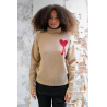 Pull Ami de Coeur Rouge - Camel - AMI PARIS