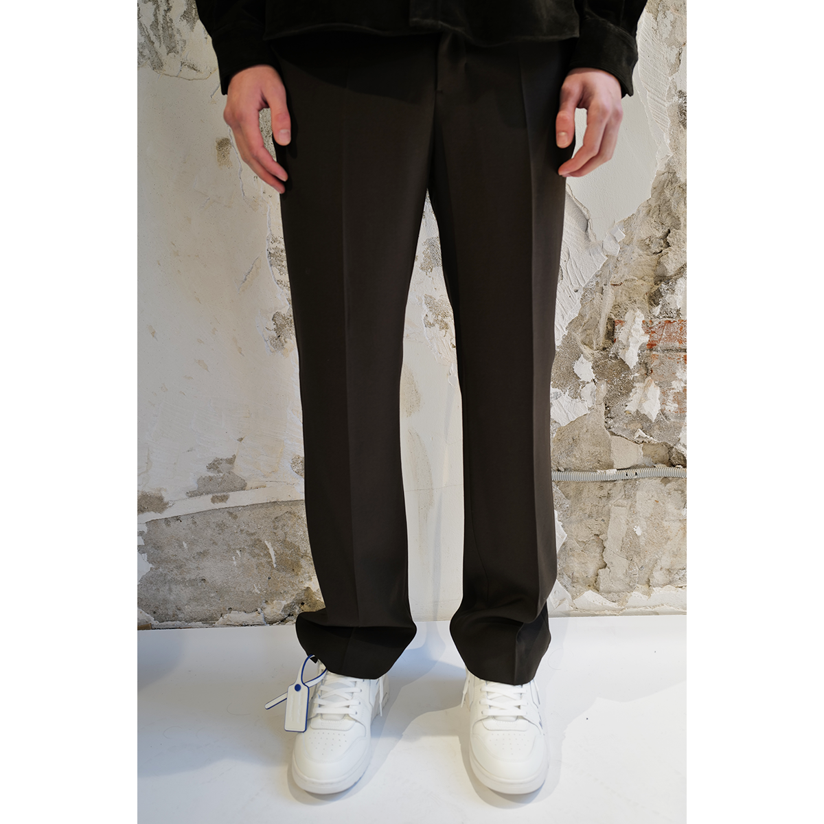 Pantalon Droit en Laine - Café Foncé - AMI PARIS