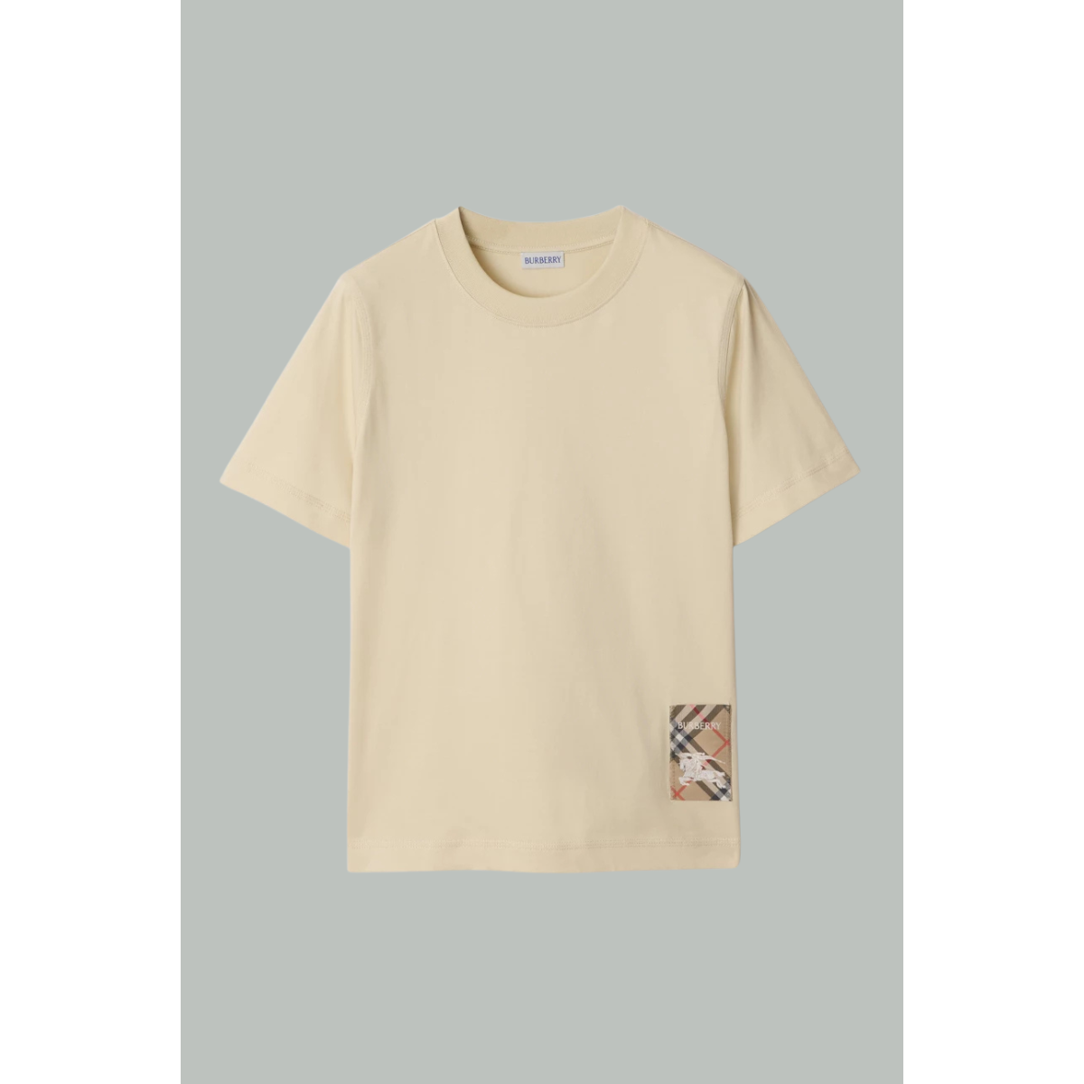 T-Shirt en Coton avec étiquette Check - Beige - BURBERRY