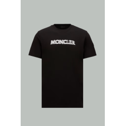 T-shirt en coton à logo flouté - Noir - MONCLER