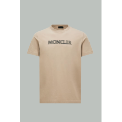 T-shirt en coton à logo flouté - Beige - MONCLER