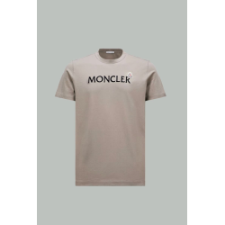 T-shirt en coton avec logo floqué - Taupe - MONCLER