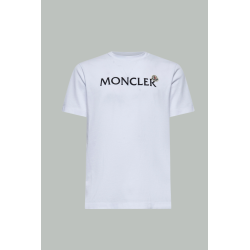 T-shirt en coton avec logo floqué - Blanc - MONCLER