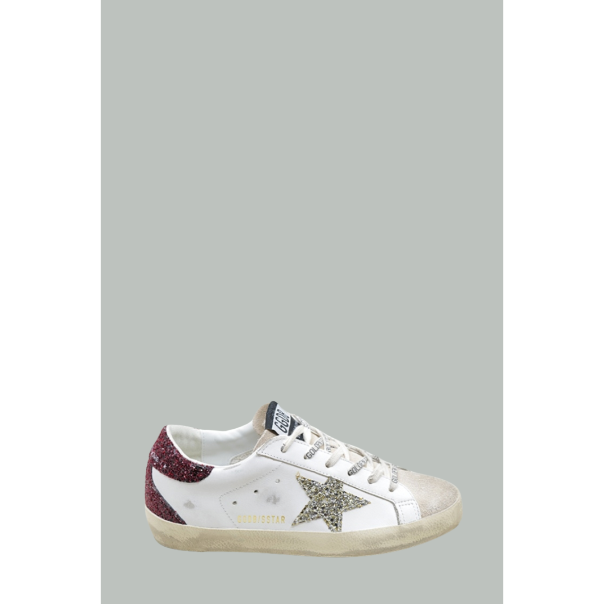Baskets Super-Star Femme - Blanc / Argent / Bordeaux pailleté - GOLDEN GOOSE